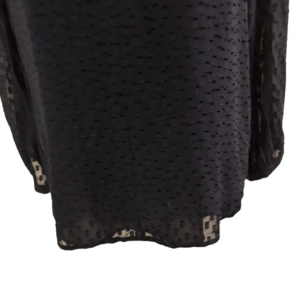 J.Crew Black Eyelet Blouse Silk Viscose Size 6